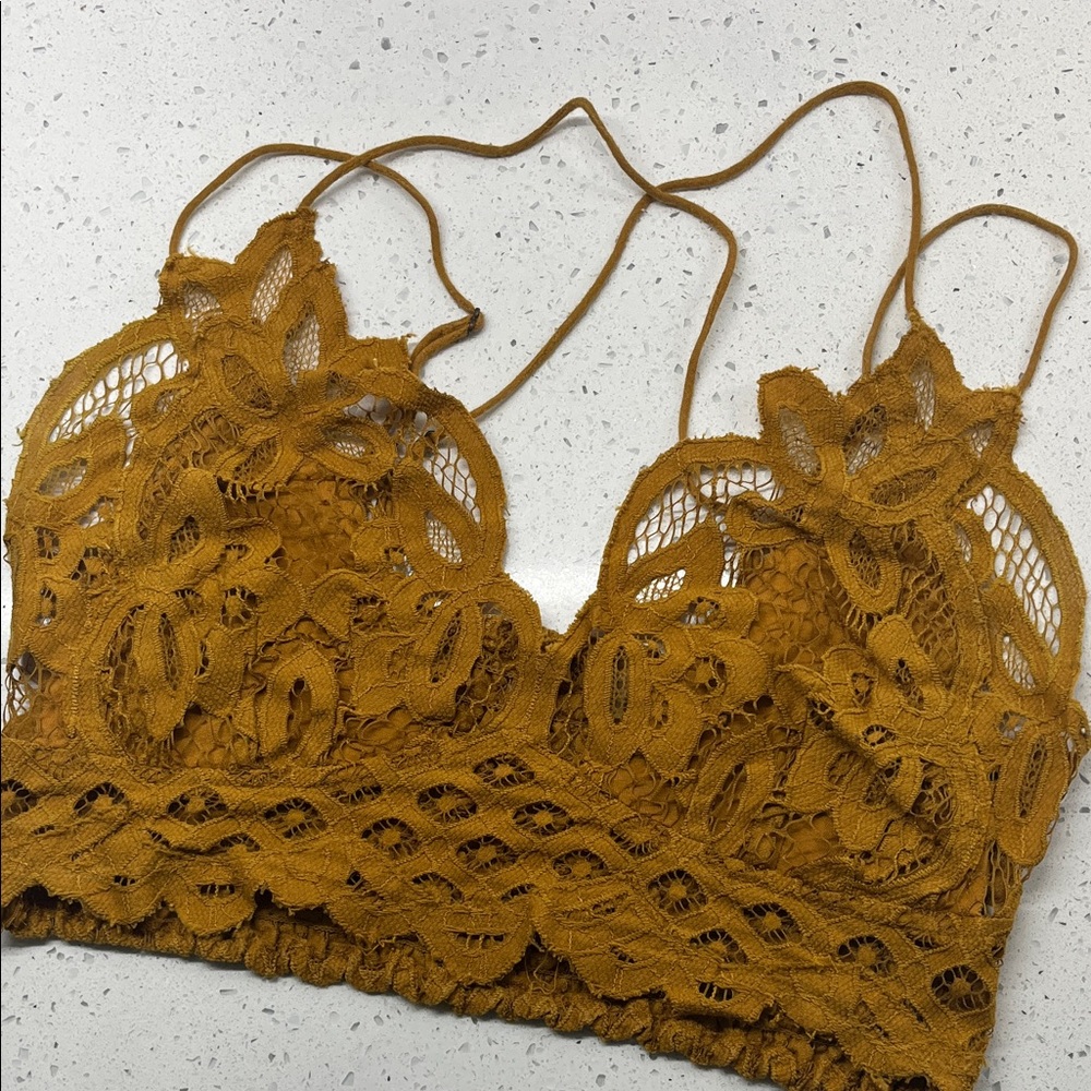 FP Lace Bralette in Mustard Yellow